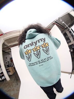 (NWT) Only NY "Stanton & Franklin" Floral Logo Hoodie in teal - Men’s Large
